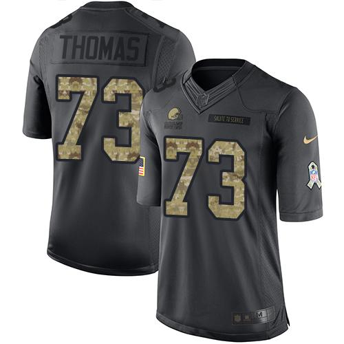 Nike Browns #73 Joe Thomas Black Men's Stitched NFL Limited 2016 Salute to Service Jersey - Click Image to Close